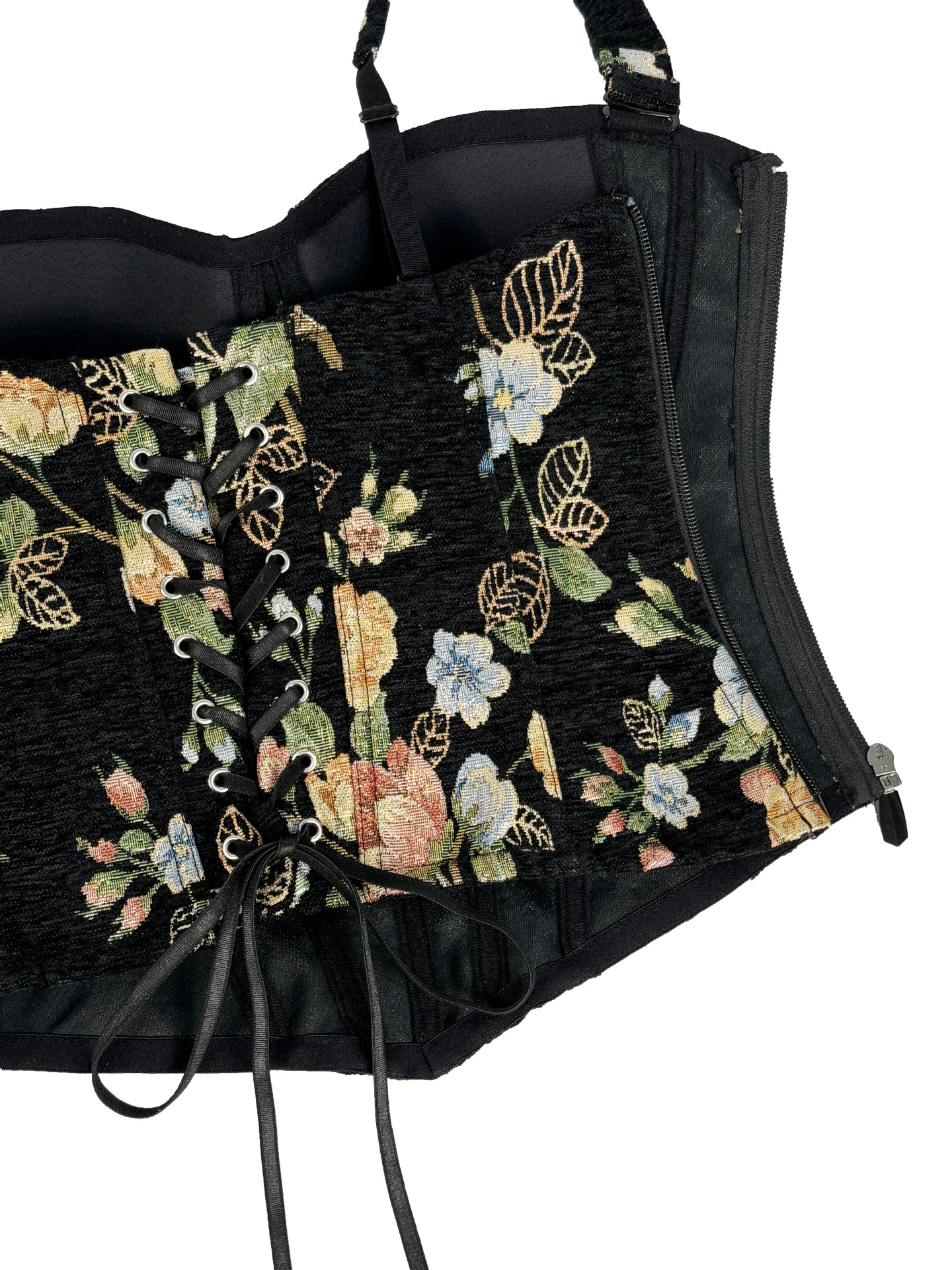Retro Floral Tapestry Corset Bustier Top - Chest Support Body Shapewear